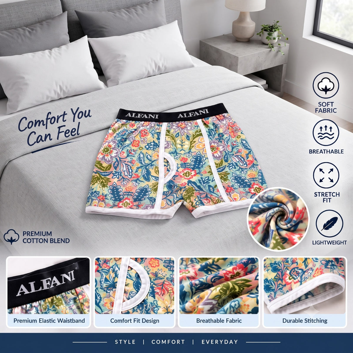 Men’s Soft Cotton Floral Boxer